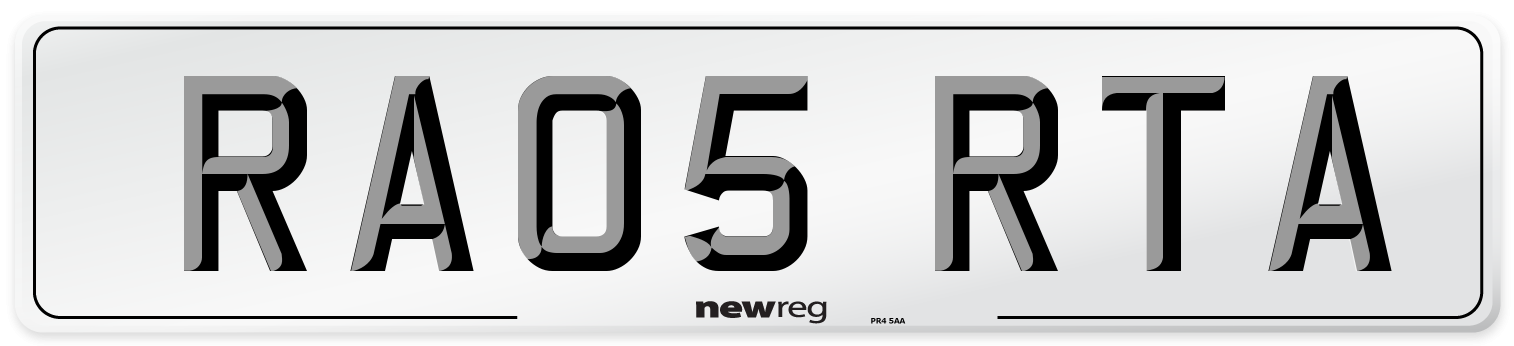 RA05 RTA Number Plate from New Reg